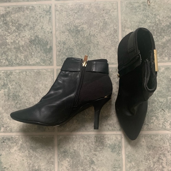 Calvin Kline bootie; black with gold accents - Picture 3 of 4